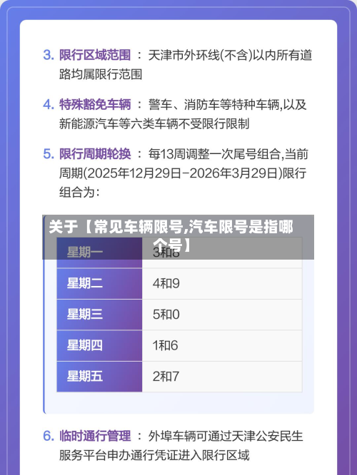 关于【常见车辆限号,汽车限号是指哪个号】