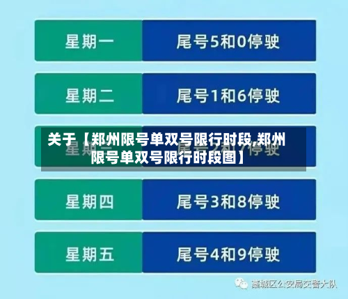 关于【郑州限号单双号限行时段,郑州限号单双号限行时段图】