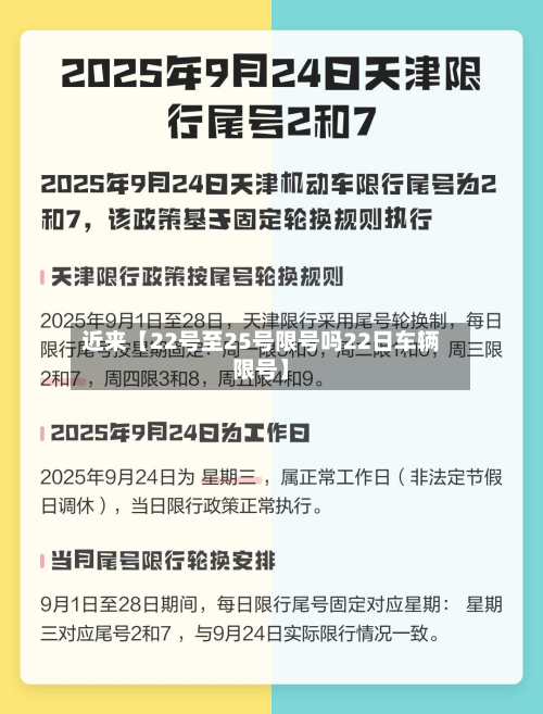近来【22号至25号限号吗22日车辆限号】