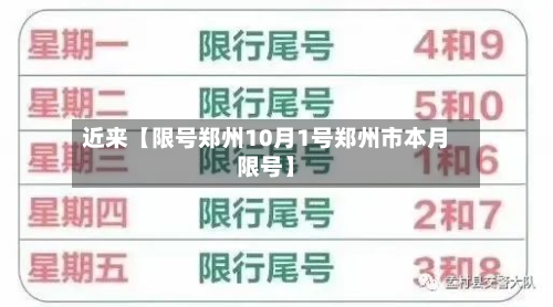 近来【限号郑州10月1号郑州市本月限号】-第3张图片