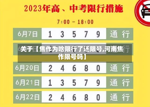 关于【焦作为啥限行了还限号,河南焦作限号吗】