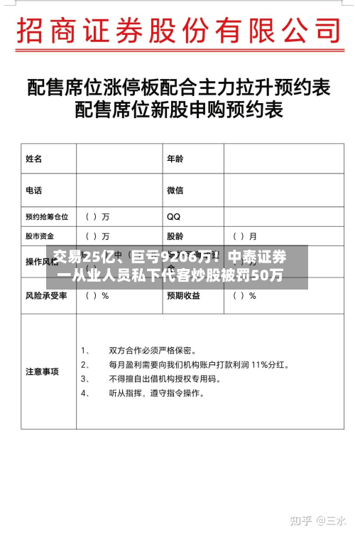 交易25亿	、巨亏9206万！中泰证券一从业人员私下代客炒股被罚50万-第2张图片