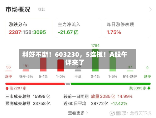 利好不断！603230，5连板！A股午评来了-第3张图片