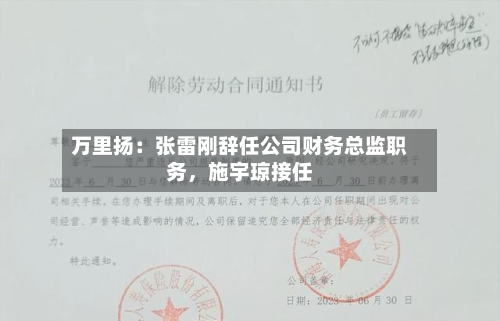 万里扬：张雷刚辞任公司财务总监职务，施宇琼接任