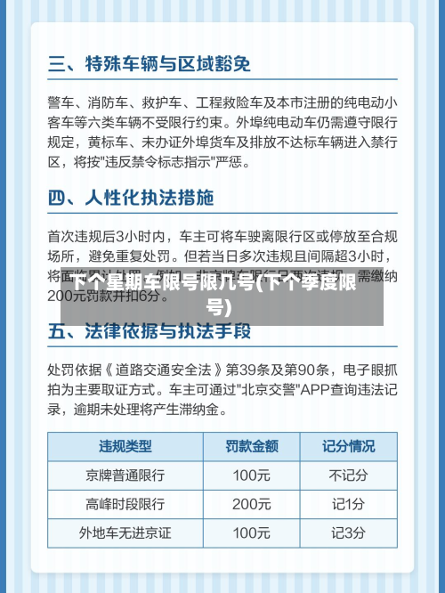 下个星期车限号限几号(下个季度限号)